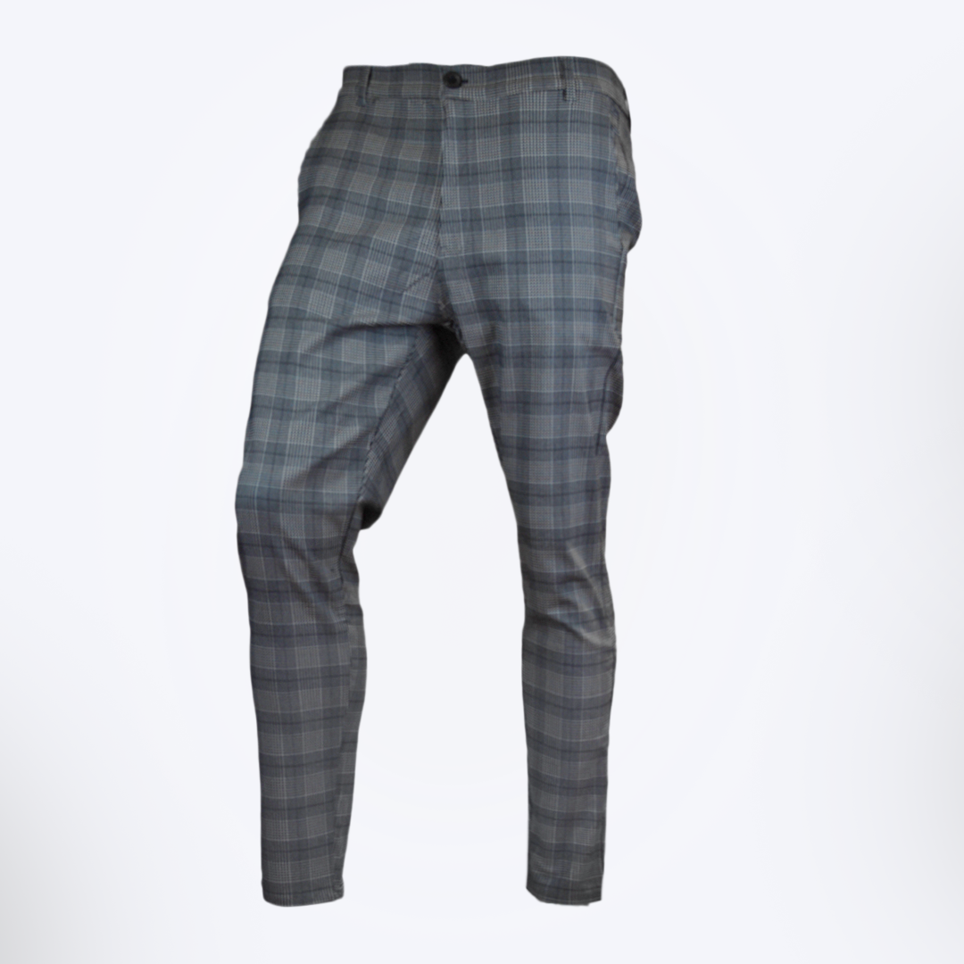 Pantalon gris sales con cuadros